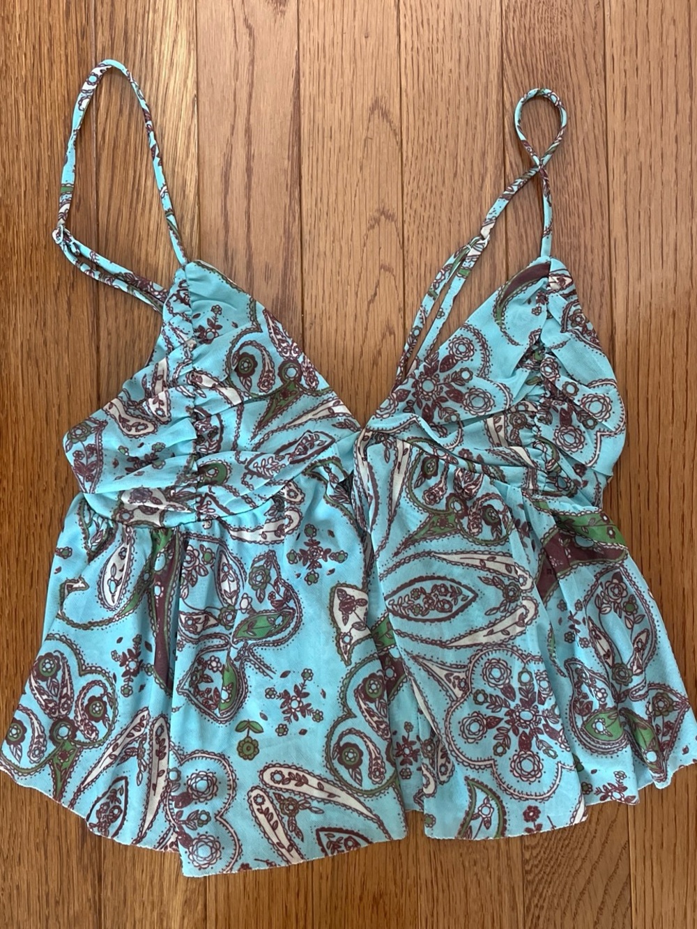 Urban Outfitters Turquoise Paisley Spaghetti Strap Tank